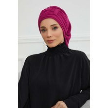 Mestore Pileli Tasarım Şifon Hazır TÜRBAN,HT-107,HT-107 Fuşya
