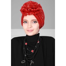Mestore Güllü Payetli BONE,B-21P Kırmızı