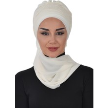 Mestore Dantel Aksesuarlı Fularlı Şifon Hazır Türban,ht-53,ht-53 Krem