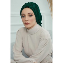 Mestore Pileli Tasarım Şifon Hazır TÜRBAN,HT-107,HT-107 Koyu Yeşil