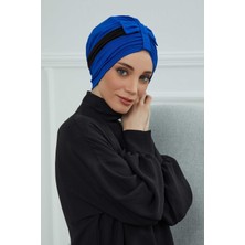 Mestore Çift Renkli Fiyonklu Bone,b-77 Saks Mavisi - Siyah