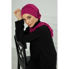 Mestore Renkli Taş Aksesuarlı Şifon Hazır Türban,ht-51,ht-51 Fuşya