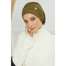 Mestore Aksesuarlı Şifon Hazır TÜRBAN,HT-95S,HT-95S Haki Yeşili