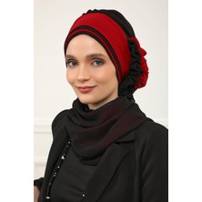 Mestore Çift Renkli Tasarım Şifon Hazır Türban,ht-86 Siyah - Kırmızı