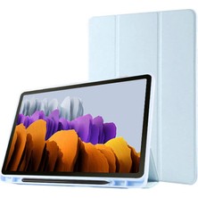 Samsung Galaxy Tab S8 Ultra 14.6" 2022 SM-X900; X906 ile Uyumlu Kılıf Kalem Bölmeli Smart Case Mavi Açık