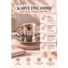 Desene Bak Premium Silver Tekli Türk Kahvesi Fincanı 2 Parça Kişiye Özel Tasarım Fotoğraf Logo Isim Baskılı