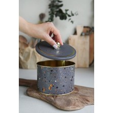 Metal Çok Amaçlı Dokulu Dekoratif Saklama Kutusu, 14 Cm, Terrazo