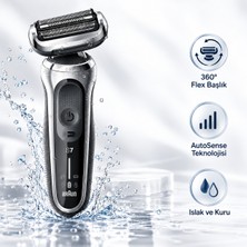 Braun Series 7 Elektrikli Tıraş Makinesi, Yüz Hatlarına Uyum Sağlayan 360° Flex Başlık, Sakal Yoğunluğuna Uyumlu Autosense Teknolojisi, Bakım Tercihinize Uygun Islak ve Kuru Kullanım S1000S
