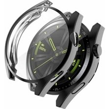 Huawei Watch Gt3 46 mm Kasa ve Ekran Koruyucu, Siyah Silikon 360 Koruma Kılıfı