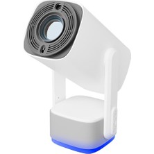 PJ08 Beyaz 5200 Mah Projeksiyon Cihazı, Otomatik Odaklama, 720P Hd, 4K Destekli, 5200 Lümen, Android 11