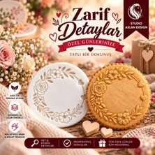 Studio Aslan Design Çiçekli Çerçeve Şeker Hamuru Kalıbı | Gül ve Kalp Desenli Kurabiye Damgası Söz Nişan Düğün Doğum Günü Kalıbı