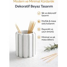 Studio Aslan Design Modern Dekoratif Kürdanlık – Minimal Tasarım Mutfak & Masa Üstü Kürdan Tutucu Organizer - Beyaz