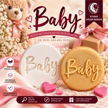 Studio Aslan Design Baby Şeker Hamuru Kalıbı | Pla Fondant Baskı Damgası | Baby Shower Pasta ve Kurabiye Süsleme Kalıbı
