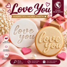 Studio Aslan Design Love You Yazılı Şeker Hamuru Baskı Kalıbı 7 cm | Sevgililer Günü, Nişan, Söz, Düğün ve Cupcake Süsleme