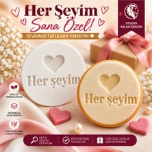 Studio Aslan Design Her Şeyim Kalpli Şeker Hamuru ve Kurabiye Kalıbı | Sevgiliye Eşe Özel Romantik Kabartma Damga | Sevgililer Günü Aşk Temalı Kalıp