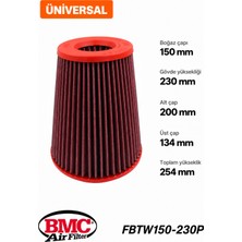Bmc FBTW150-230P Universal Konik Performans Hava Filtresi 150 mm Boğaz / 230 mm Yükseklik / Plastik Kapak