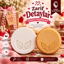 Studio Aslan Design Ikili Yaprak Desenli Şeker Hamuru Baskı Kalıbı | Kurabiye, Cupcake ve Pasta Süsleme Mührü