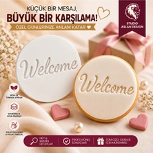 Studio Aslan Design Welcome Yazılı Şeker Hamuru ve Kurabiye Kalıbı | Hoş Geldin Temalı Kabartma Damga | Baby Shower Söz Nişan Düğün Karşılama Kalıbı