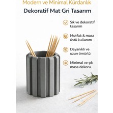 Studio Aslan Design Modern Dekoratif Kürdanlık – Minimal Tasarım Mutfak & Masa Üstü Kürdan Tutucu Organizer - Gri