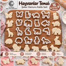 Studio Aslan Design 16'lı Hayvan Figürlü Kurabiye Kalıbı Seti | Safari ve Sevimli Hayvanlar Şeker Hamuru Kesici Kalıp | Doğum Günü Pasta Süsleme
