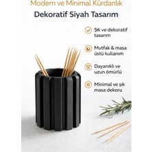 Studio Aslan Design Modern Dekoratif Kürdanlık – Minimal Tasarım Mutfak & Masa Üstü Kürdan Tutucu Organizer - Siyah