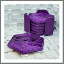 Bezos 3D Baskı Super Fidget Coaster Seti - Altıgen Desenli Bardak Altlığı ve Tutucu-Mor Mmbz