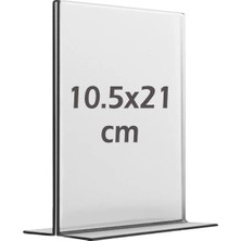 10,5X21 cm T Tipi Dikey Şeffaf Masaüstü Menü ve Broşür Standı