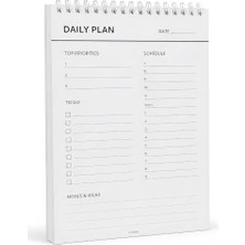 Daily Planner; Tarihsiz Günlük Masaüstü Planlayıcı, Spiralli, 15 × 23 | Yapılacaklar Listesi, To Do List, Home Office, Ofis Çalışma Masası Defteri