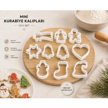 Studio Aslan Design Mini Kurabiye Kalıpları 12'li Set | Yılbaşı Temalı Mini Cookie Cutter Seti | Şeker Hamuru, Kurabiye ve Fondan Kalıpları