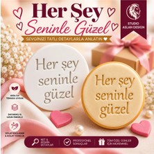 Studio Aslan Design Her Şey Seninle Güzel Şeker Hamuru ve Kurabiye Kalıbı | Sevgiliye Özel Romantik Yazılı Damga | Sevgililer Günü Aşk Kalıbı
