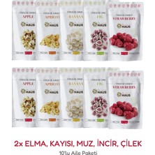 The Snack Haus Freeze Dried 10'lu Aile Paketi (2'şer Elma, Kayısı, Muz, Incir, Çilek) – Çıtır Meyve