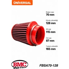Bmc FBSA70-128 Universal Konik Performans Hava Filtresi 70 mm Boğaz / 128 mm Yükseklik / Poliüretan Kapak