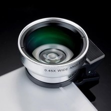 Kamera, 2’si 1 Arada Klipsli Telefon Lensi 0.45X Ultra Geniş Açı 10X Makro 37 mm Evrensel 49 mm Uv Port Gümüş