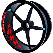 Gp Flag Damalı Bayrak Kırmızı Iç Jant Şeridi Stickerı