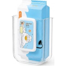 Duvara Yapıştırılabilir Islak Mendil Kutusu, Şeffaf Kırılmaz Plastik Mendillik Peçetelik, Yapışkanlı Duvar Tipi Islak Mendil Tutucu Organizer, Banyo Mutfak, 11,5 x 8,5 x 14 cm