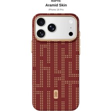 iPhone 18 Pro Uyumlu Kılıf M-Safe Şarj Özellikli Raptic Aramid Skin Serisi Karbon Kapak Kırmızı