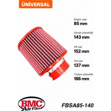 Bmc FBSA85-140 Universal Konik Performans Hava Filtresi 85 mm Boğaz / 143 mm Yükseklik / Poliüretan Kapak