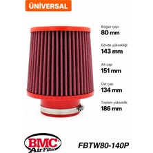 Bmc FBTW80-140P Universal Konik Performans Hava Filtresi 80 mm Boğaz / 143 mm Yükseklik / Plastik Kapak