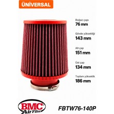 Bmc FBTW76-140P Universal Konik Performans Hava Filtresi 76 mm Boğaz / 143 mm Yükseklik / Plastik Kapak