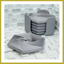 Bezos 3D Baskı Super Fidget Coaster Seti - Altıgen Desenli Bardak Altlığı ve Tutucu-Gri Bcks