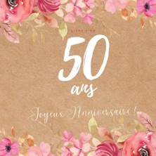 Livre D'or 50 Ans Joyeux Anniversaire: Cahier Souvenir Anniversaire Personnalisable; Couverture Souple, Champêtre, Grand Format, 100 Pages