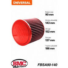 Bmc FBSA90-140 Universal Konik Performans Hava Filtresi 90 mm Boğaz / 143 mm Yükseklik / Poliüretan Kapak