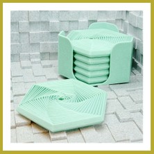 Bezos 3D Baskı Super Fidget Coaster Seti - Altıgen Desenli Bardak Altlığı ve Tutucu-Mint Bcks