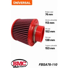 Bmc FBSA76-110 Universal Konik Performans Hava Filtresi 76 mm Boğaz / 113 mm Yükseklik / Poliüretan Kapak