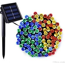 Güneş Enerjili 100 Led, 12 Metre Rgb Çok Renkli Bahçe Aydınlatması LED Işık
