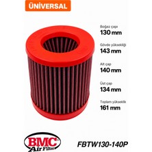 Bmc FBTW130-140P Universal Konik Performans Hava Filtresi 130 mm Boğaz / 143 mm Yükseklik / Plastik Kapak