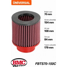 Bmc FBTS70-150C Universal Konik Performans Hava Filtresi 70 mm Boğaz / 154 mm Yükseklik / Karbon Kapak