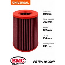 Bmc FBTW110-200P Universal Konik Performans Hava Filtresi 110 mm Boğaz / 202 mm Yükseklik / Plastik Kapak