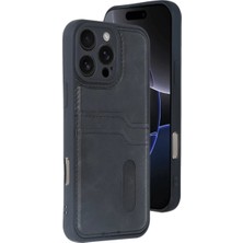 Urfakent Apple iPhone 16 Pro Max Uyumlu Kılıf Sara Kartvizitli Deri Kılıf - Siyah