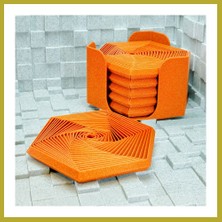Bezos 3D Baskı Super Fidget Coaster Seti - Altıgen Desenli Bardak Altlığı ve Tutucu-Turuncu Bcks